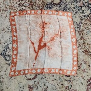 Vintage Vera Neumann 26” Square Silk Scarf Orange Floral